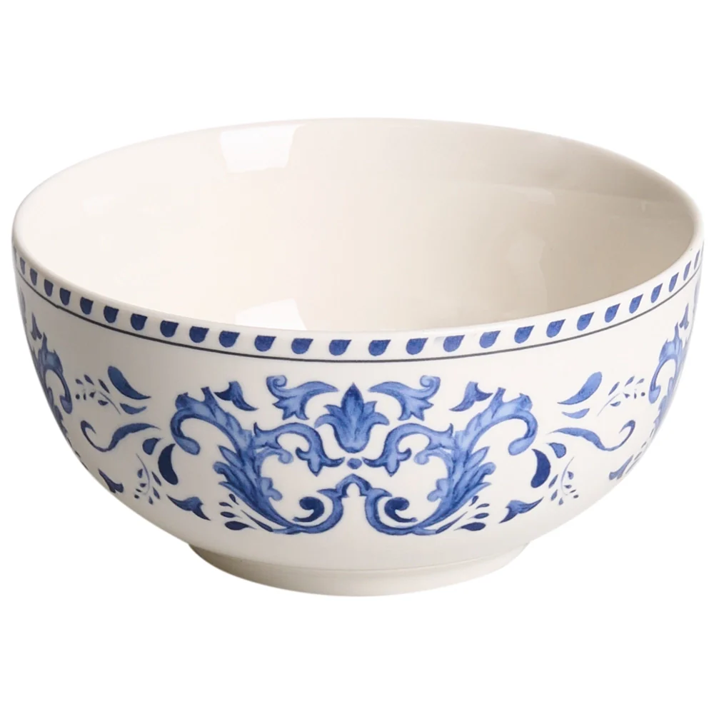 Set da 24 stoviglie in porcellana con motivo astratto bianco e blu, con finitura smaltata, per cucina e sala da pranzo - Image 5