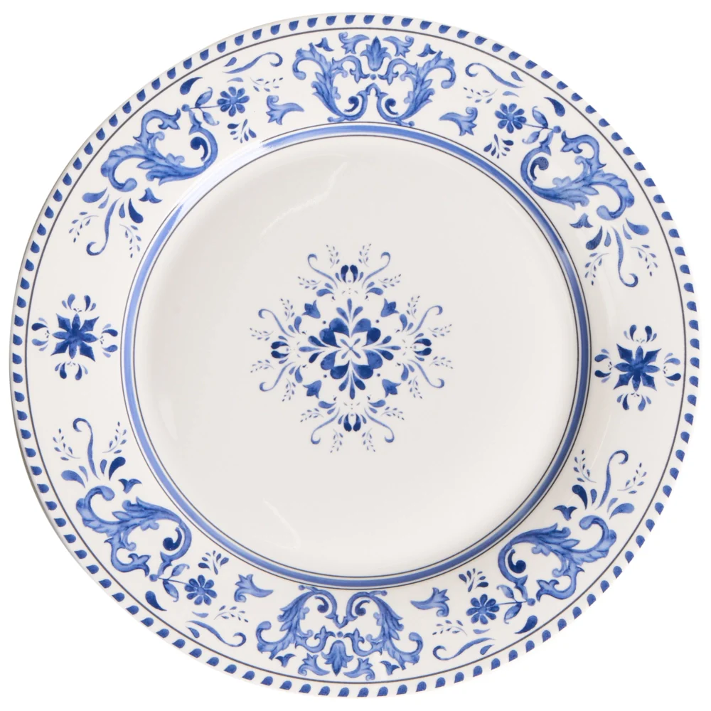 Set da 24 stoviglie in porcellana con motivo astratto bianco e blu, con finitura smaltata, per cucina e sala da pranzo - Image 6