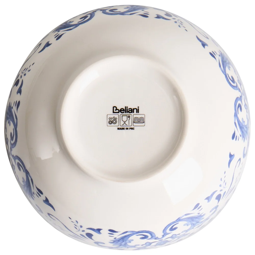 Set da 24 stoviglie in porcellana con motivo astratto bianco e blu, con finitura smaltata, per cucina e sala da pranzo - Image 8
