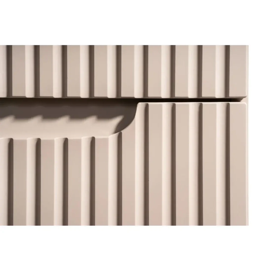 Set da bagno VANO cachemire e bianco 60cm: mobiletto sottolavabo con cassetti scanalati verticalmente + lavabo incassato - Image 7