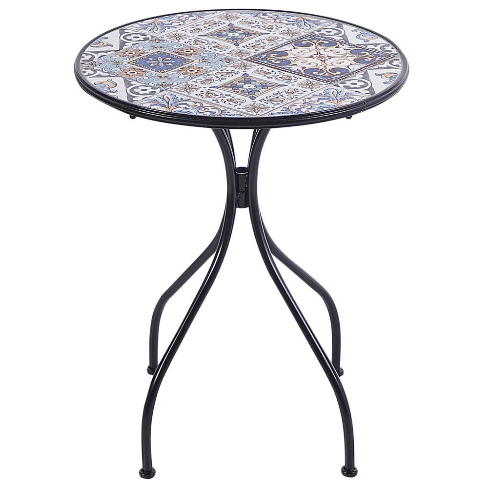 Set da bistrot da giardino in metallo nero con motivo a mosaico e struttura in ferro stile vintage - Image 9