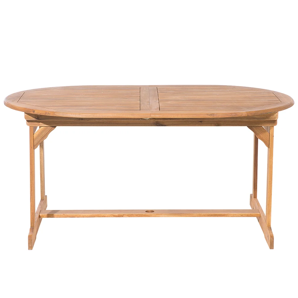 Set da pranzo per esterni in legno di acacia chiaro tavolo da 6 posti con ombrellone sedie pieghevoli design rustico - Image 6