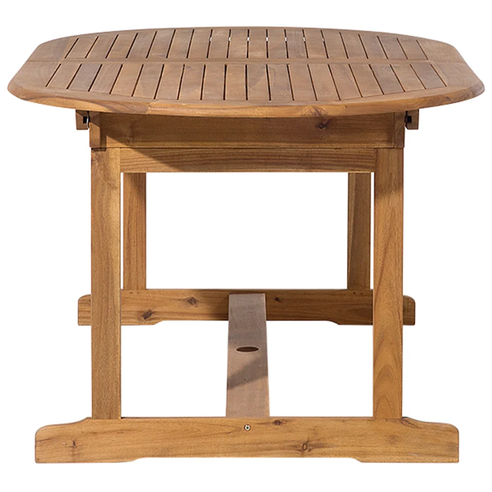 Set da pranzo per esterni in legno di acacia chiaro tavolo da 6 posti con ombrellone sedie pieghevoli design rustico - Image 7