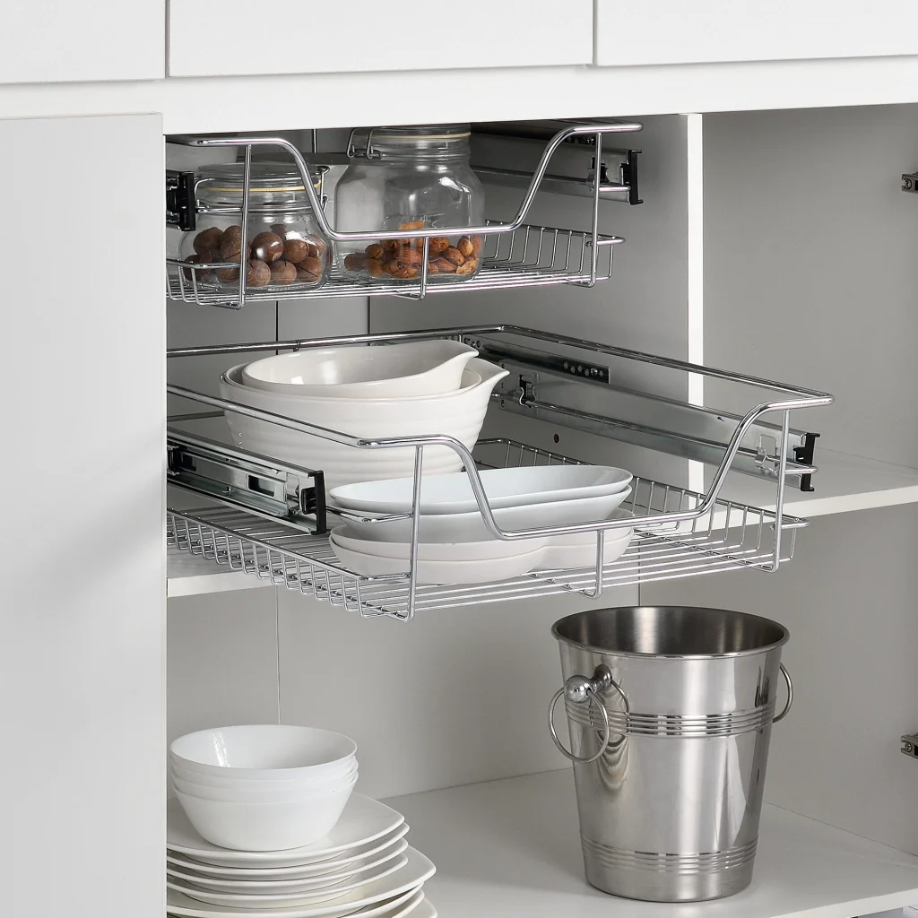 Set di 2 Cassetti Telescopici Estraibili a Rete con Guide in Acciaio 57x44x14 cm [en.casa]