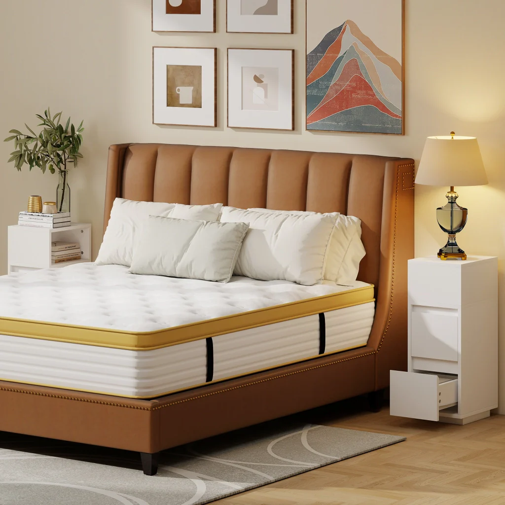 Set di 2 Comodini 25x30x65 cm con 2 Cassetti e Ripiano Aperto Salvaspazio in Legno Bianco - Image 8