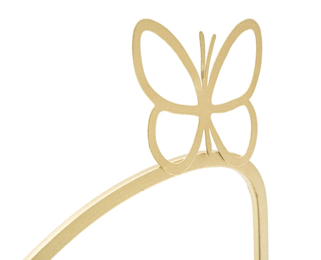 Comodino mensola BUTTERFLY COPPIA 41,5x18x21 cm metallo dorato con vetro - Image 4