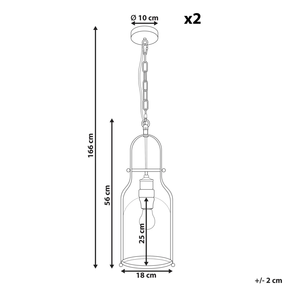 Set di 2 lampadari in metallo nero con paralume in vetro trasparente in stile retrò - Image 4
