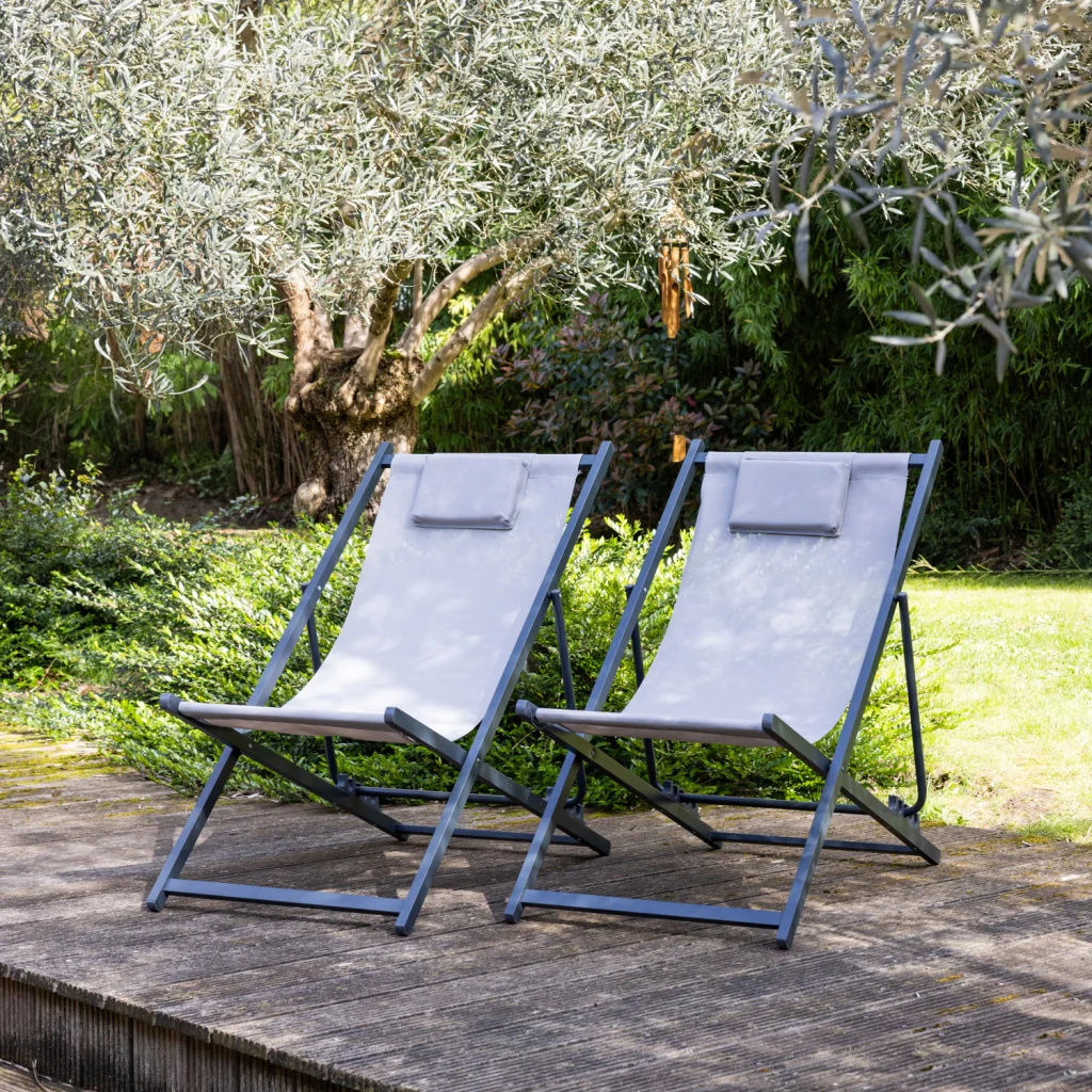 Set di 2 poltrone reclinabili CYPRUS - struttura in textilene grigio/carbone - Image 2