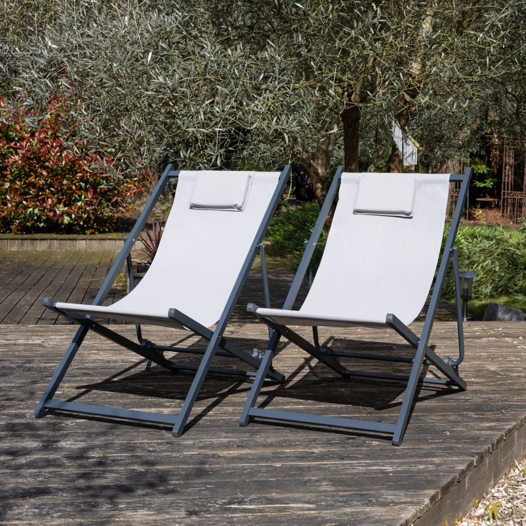 Set di 2 poltrone reclinabili CYPRUS - struttura in textilene grigio/carbone - Image 7