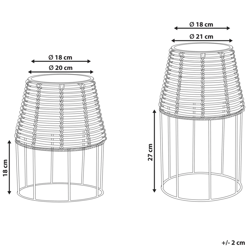 Set di 2 portavasi per piante marrone PE Rattan rotondo per interni e per esterni con inserto in plastica - Image 4