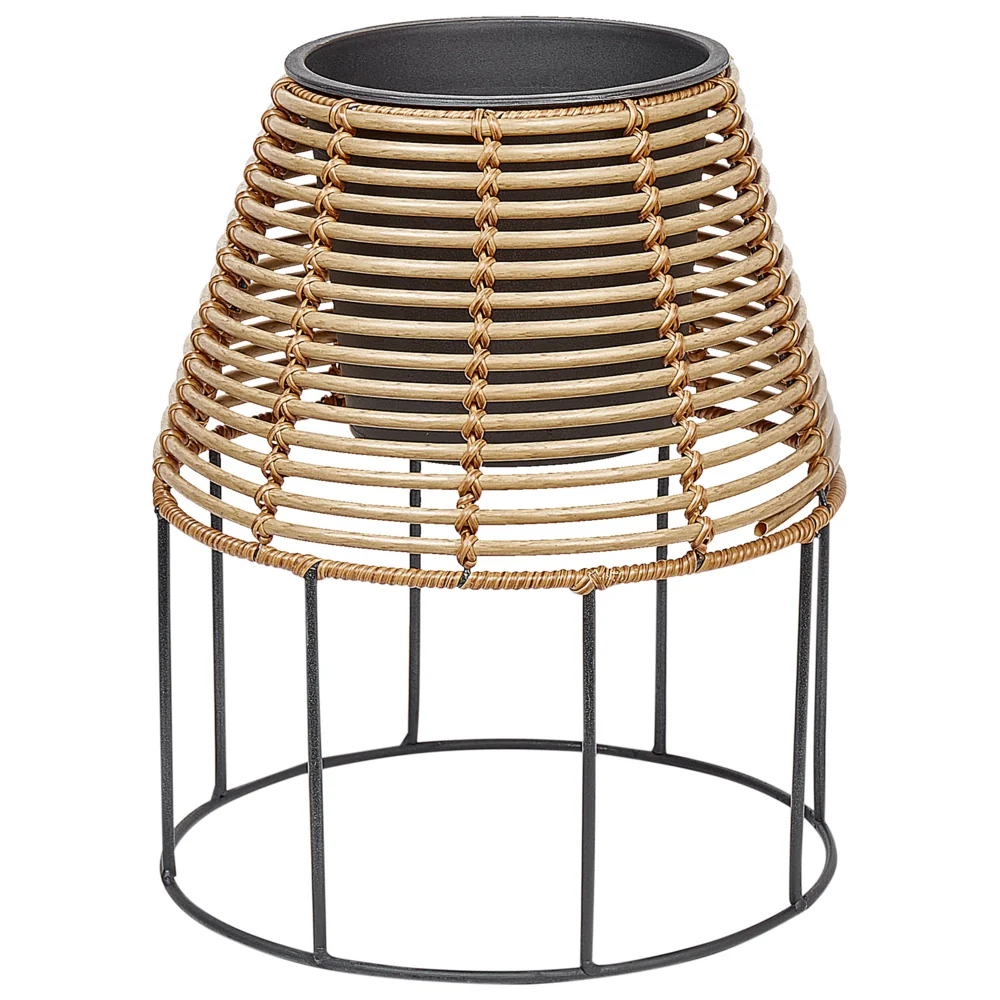 Set di 2 portavasi per piante marrone PE Rattan rotondo per interni e per esterni con inserto in plastica - Image 5