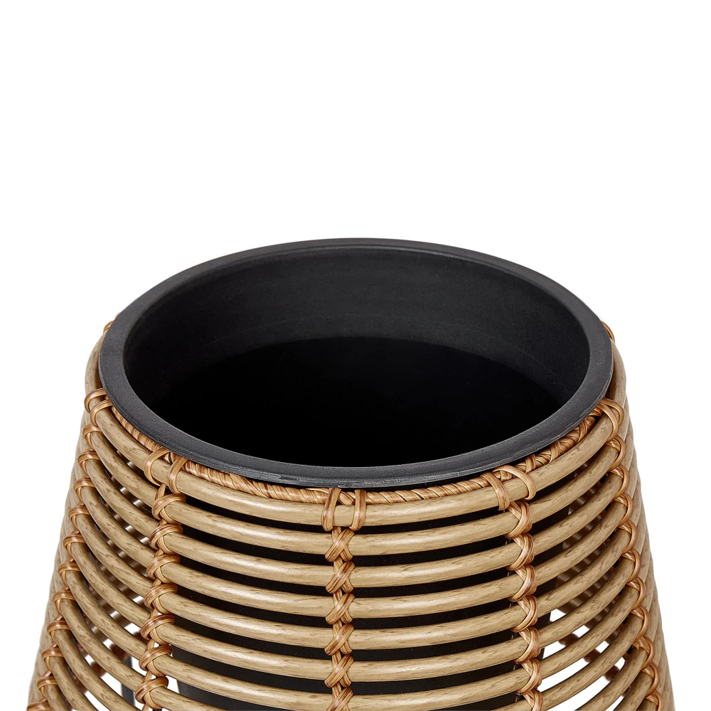 Set di 2 portavasi per piante marrone PE Rattan rotondo per interni e per esterni con inserto in plastica - Image 7