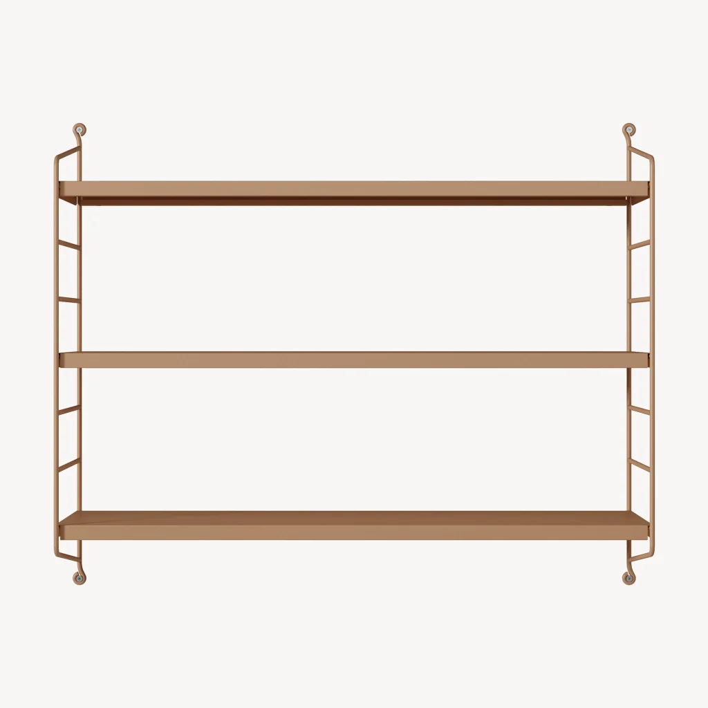 Set di 2 Scaffali da Parete Strängnäs a 3 Ripiani Regolabili  50 x 60 x 15 cm Acciaio Marrone chiaro opaco [en.casa] - Image 5