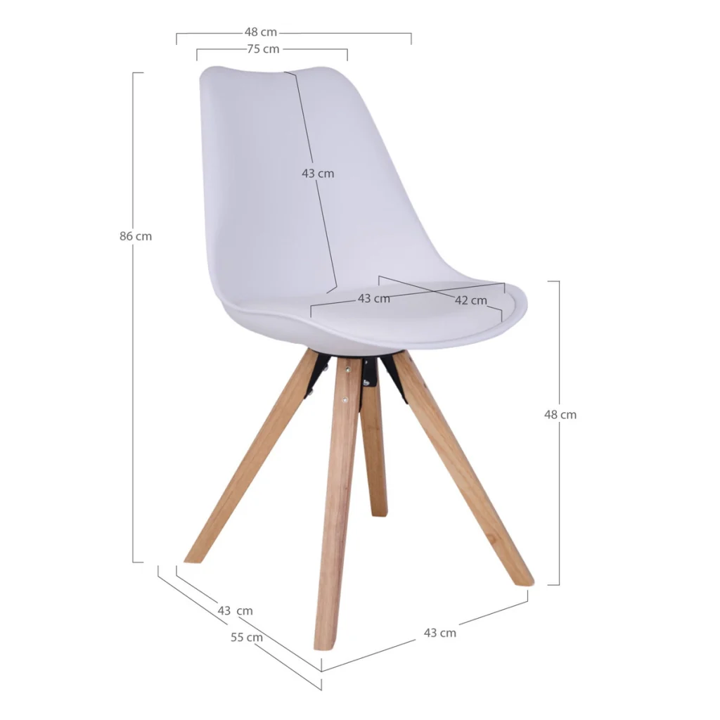 Set di 2 Sedie Bergen, Bianco, Similpelle, 55x48x86 cm - Image 5