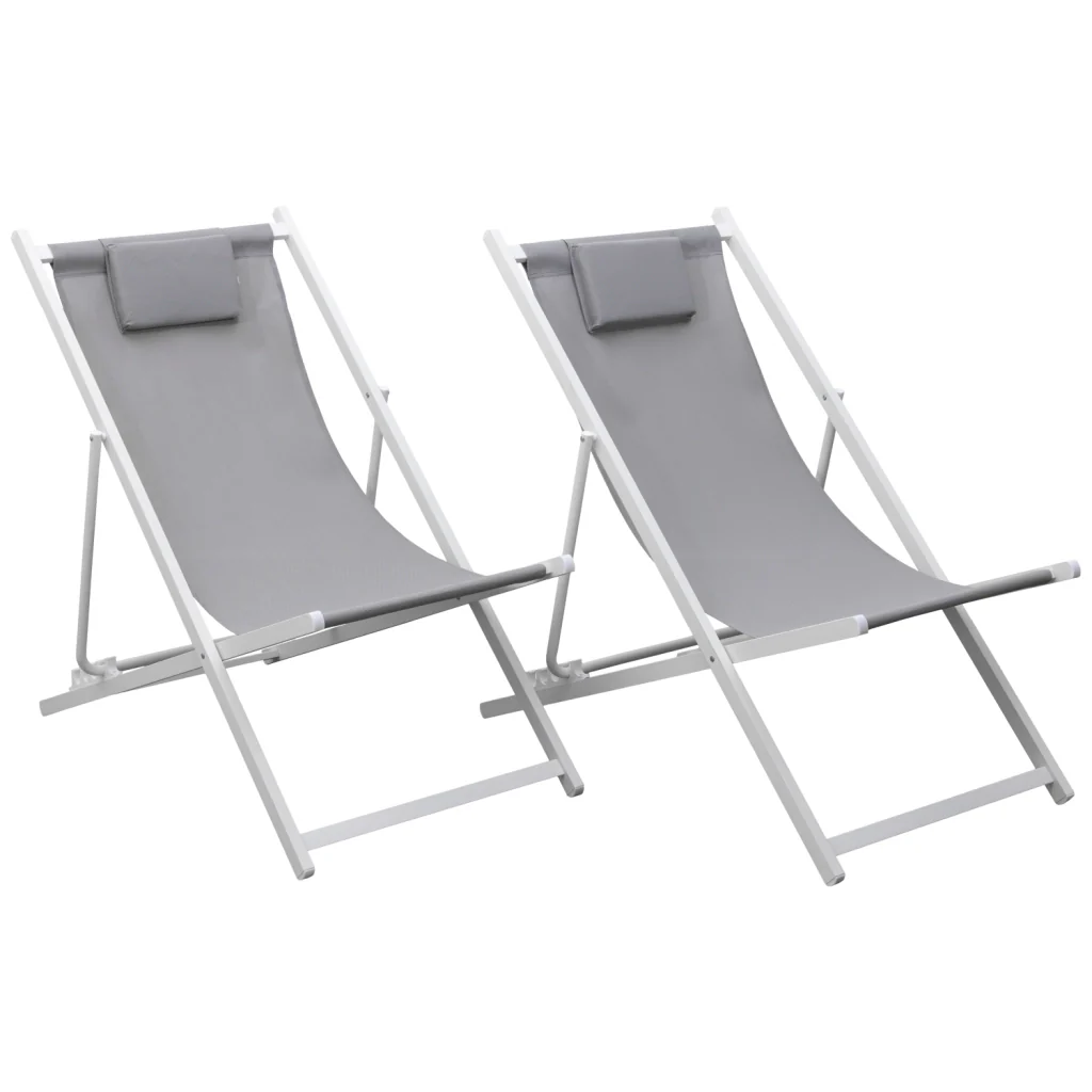 Set di 2 sedie CYPRUS - struttura in textilene grigio/bianco