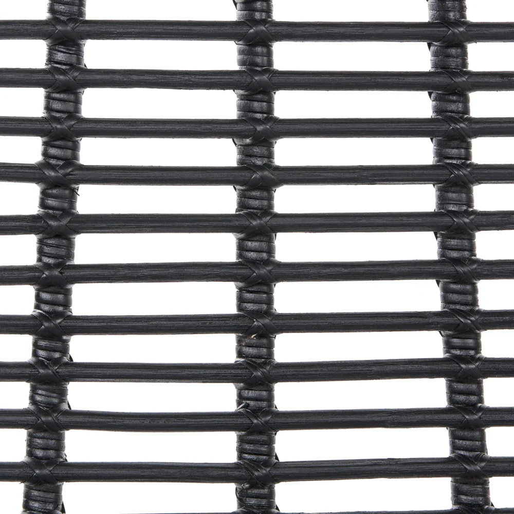 Set di 2 sedie da pranzo con seduta e schienale in rattan nero gambe in ferro senza braccioli design industriale boho - Image 8