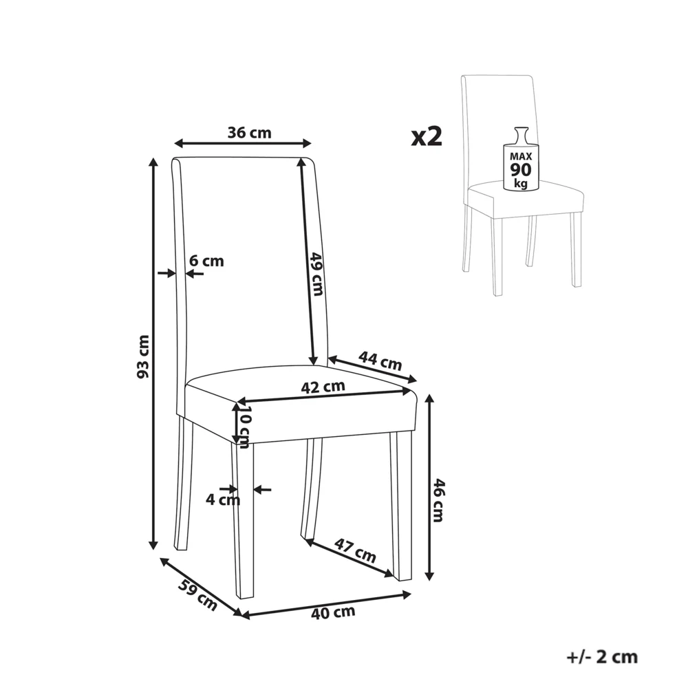 Set di 2 Sedie da Pranzo in Tessuto Marrone Gambe in Legno Moderne - Image 4