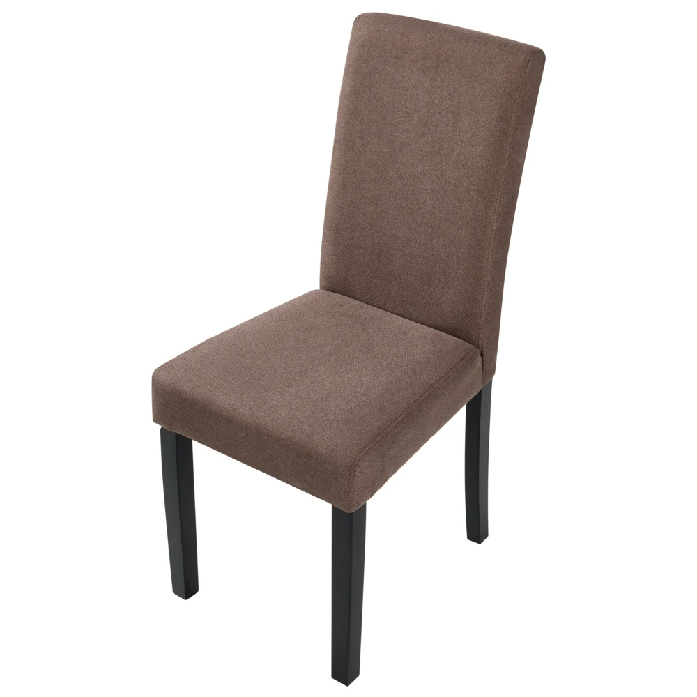 Set di 2 Sedie da Pranzo in Tessuto Marrone Gambe in Legno Moderne - Image 5