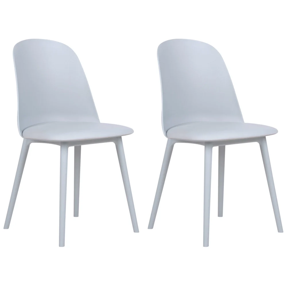 Set di 2 sedie da pranzo Seduta imbottita sintetica blu chiaro Sedute da cucina Soggiorno moderno minimalista