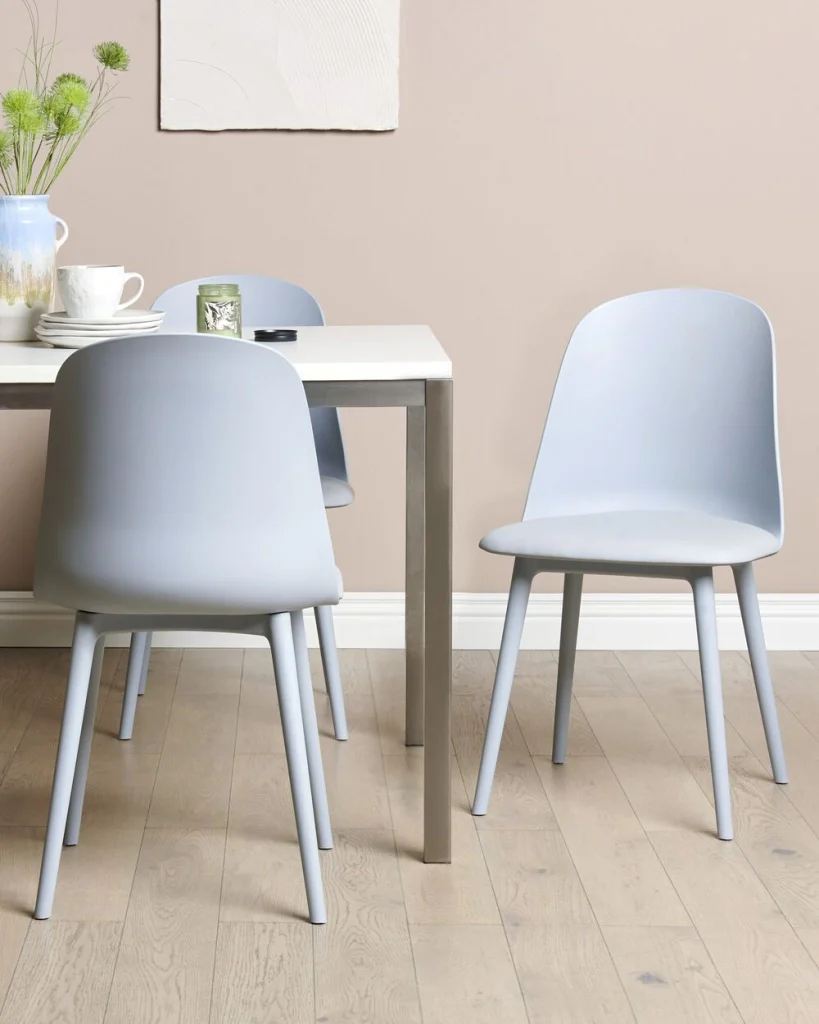 Set di 2 sedie da pranzo Seduta imbottita sintetica blu chiaro Sedute da cucina Soggiorno moderno minimalista - Image 4
