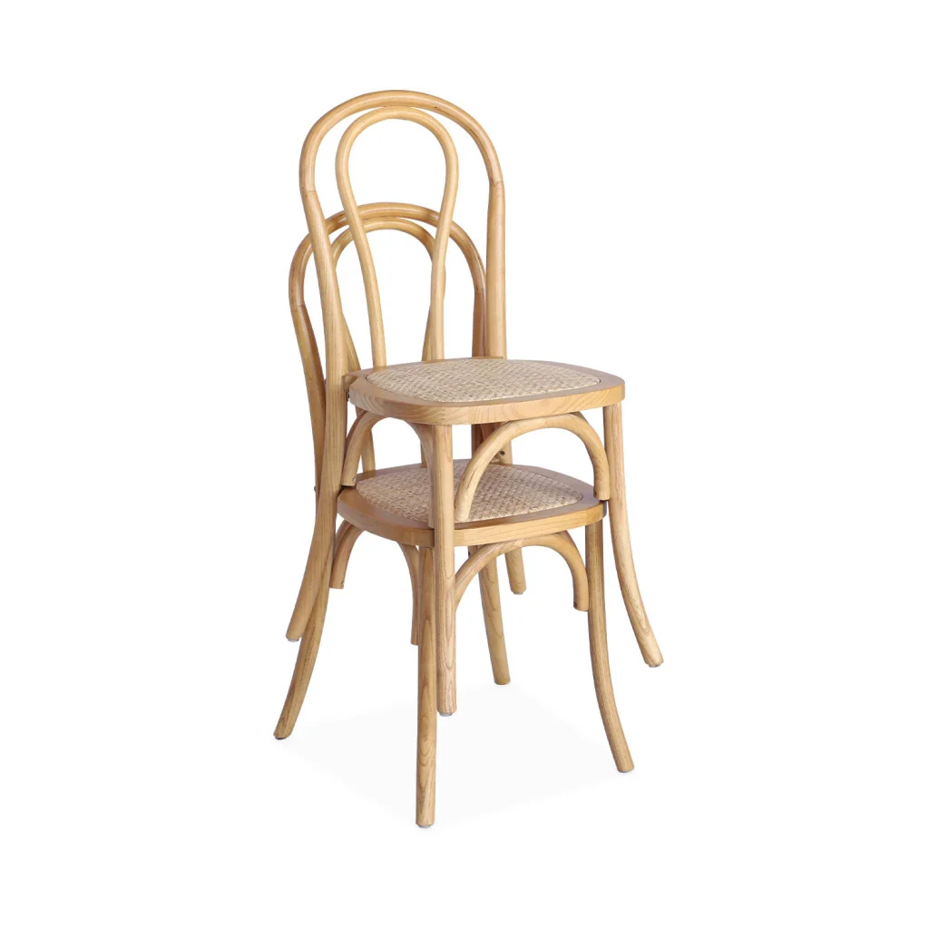 Set 2 sedie vintage in legno e rattan, marrone naturale - Image 7