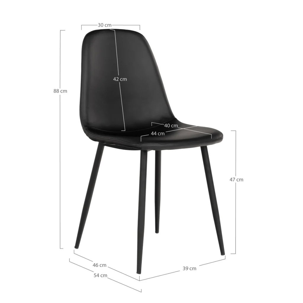 Set di 2 Sedie Stockholm, Nero, Similpelle, 54x44x88 cm - Image 5