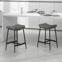 Set di 2 Sgabelli da Bar, con Sedili Imbottiti e Telaio in Acciaio, Capacità di Carico 120 kg, Grigio - Image 2