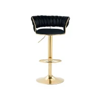 Set di 2 Sgabelli da Bar Girevoli 360° in Velluto con Altezza Regolabile, Design Lussuoso per Cucina e Sala da Pranzo, Nero - Image 4