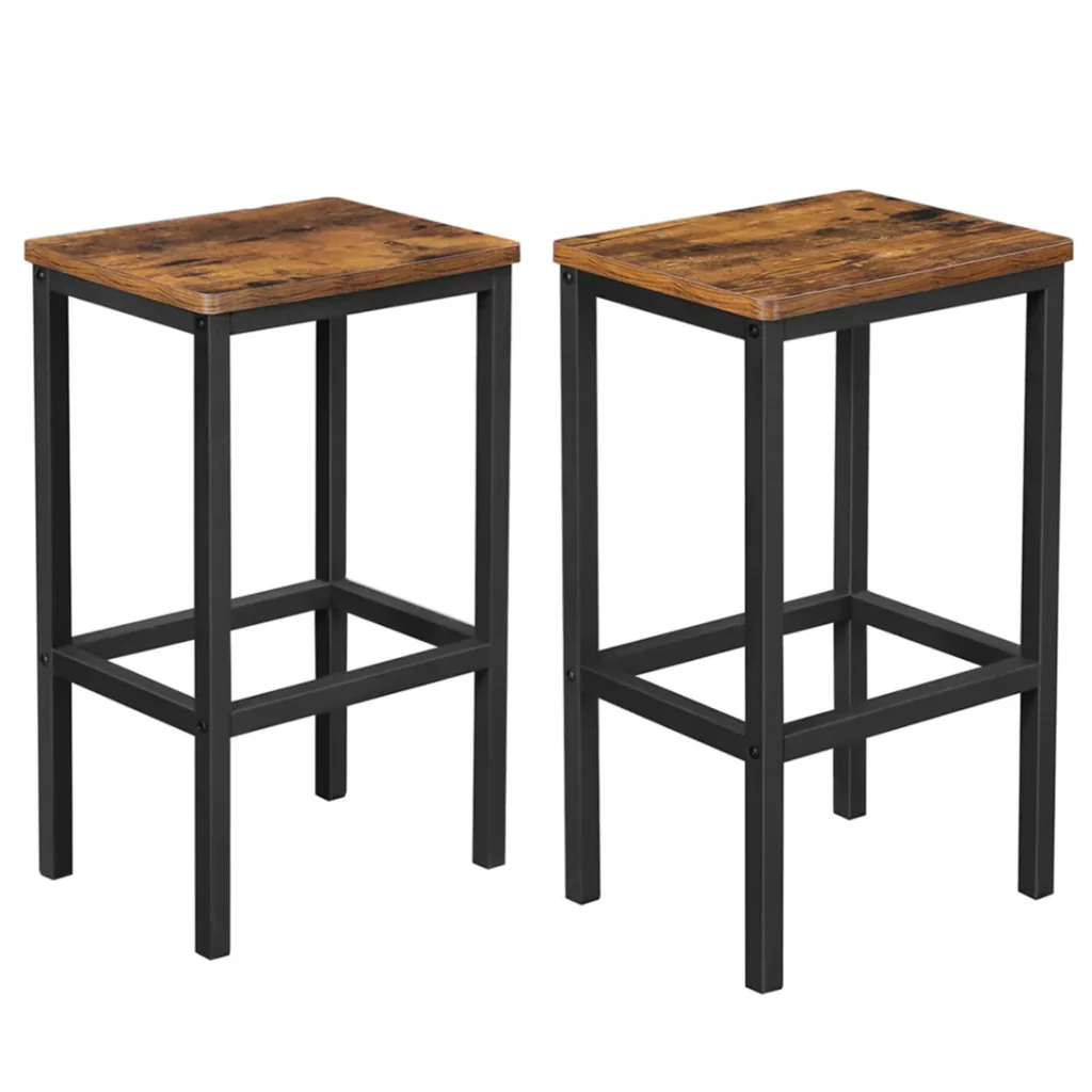 Set di 2 sgabelli da bar/sgabelli alti in stile industriale per cucina sala da pranzo soggiorno 40 x 30 x 65 cm marrone 12_0006199