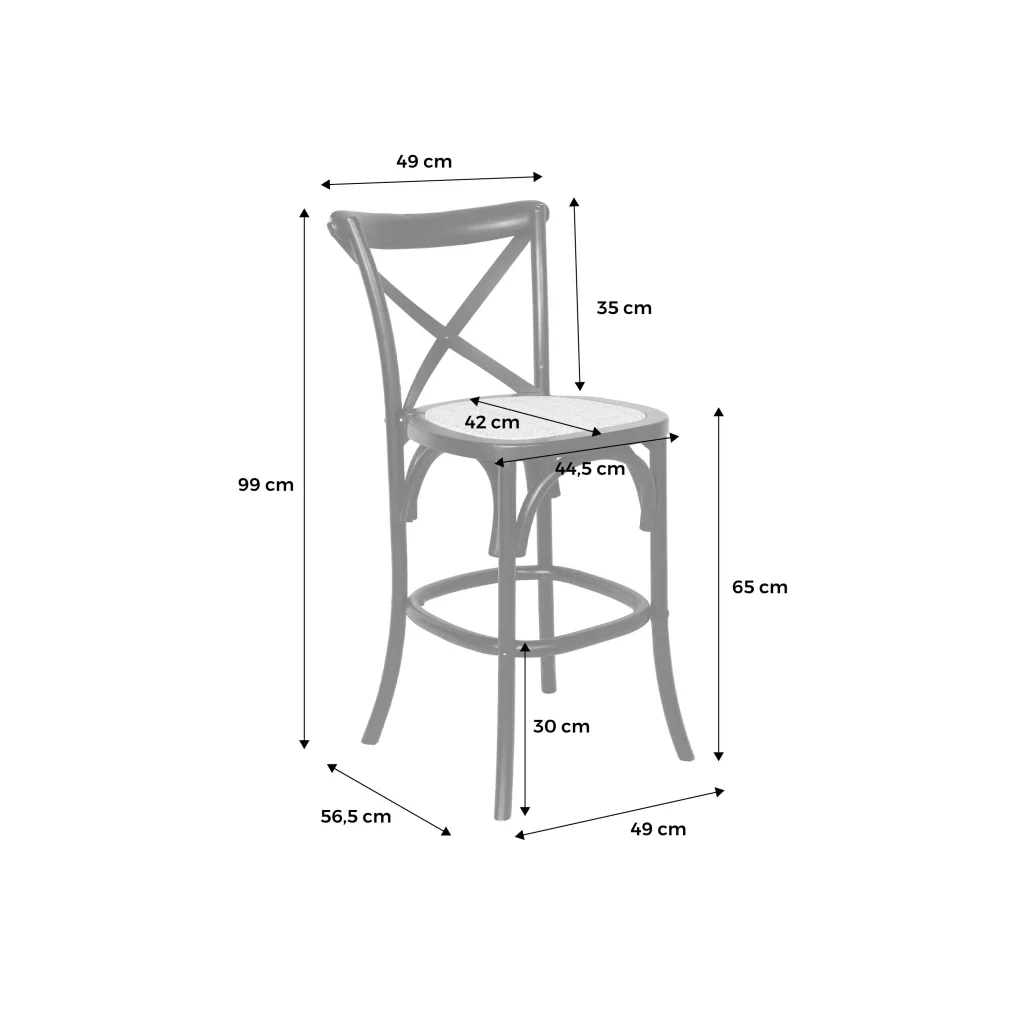 Set di 2 sgabello da bar bistrot vintage legno, noce - Image 4
