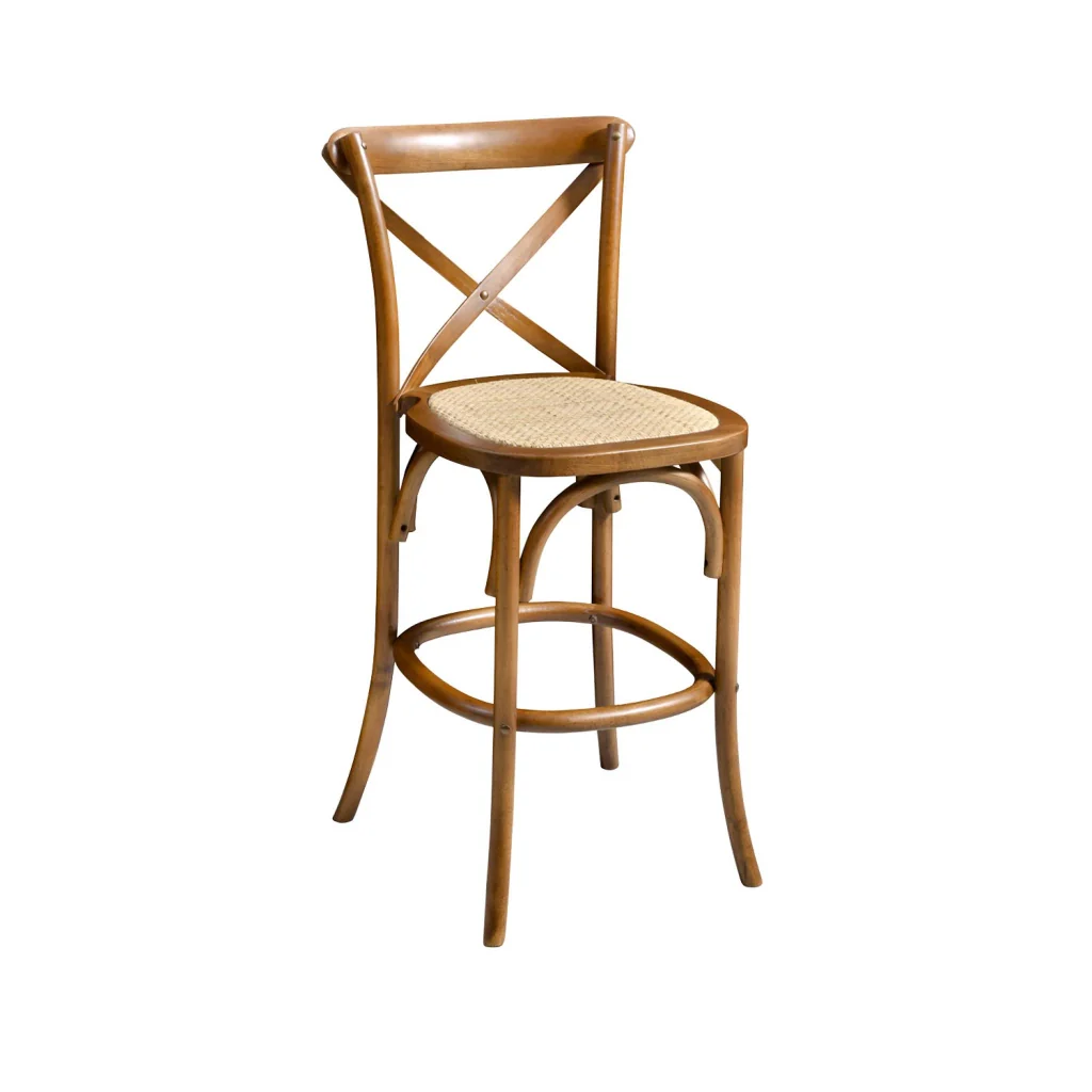 Set di 2 sgabello da bar bistrot vintage legno, noce - Image 6