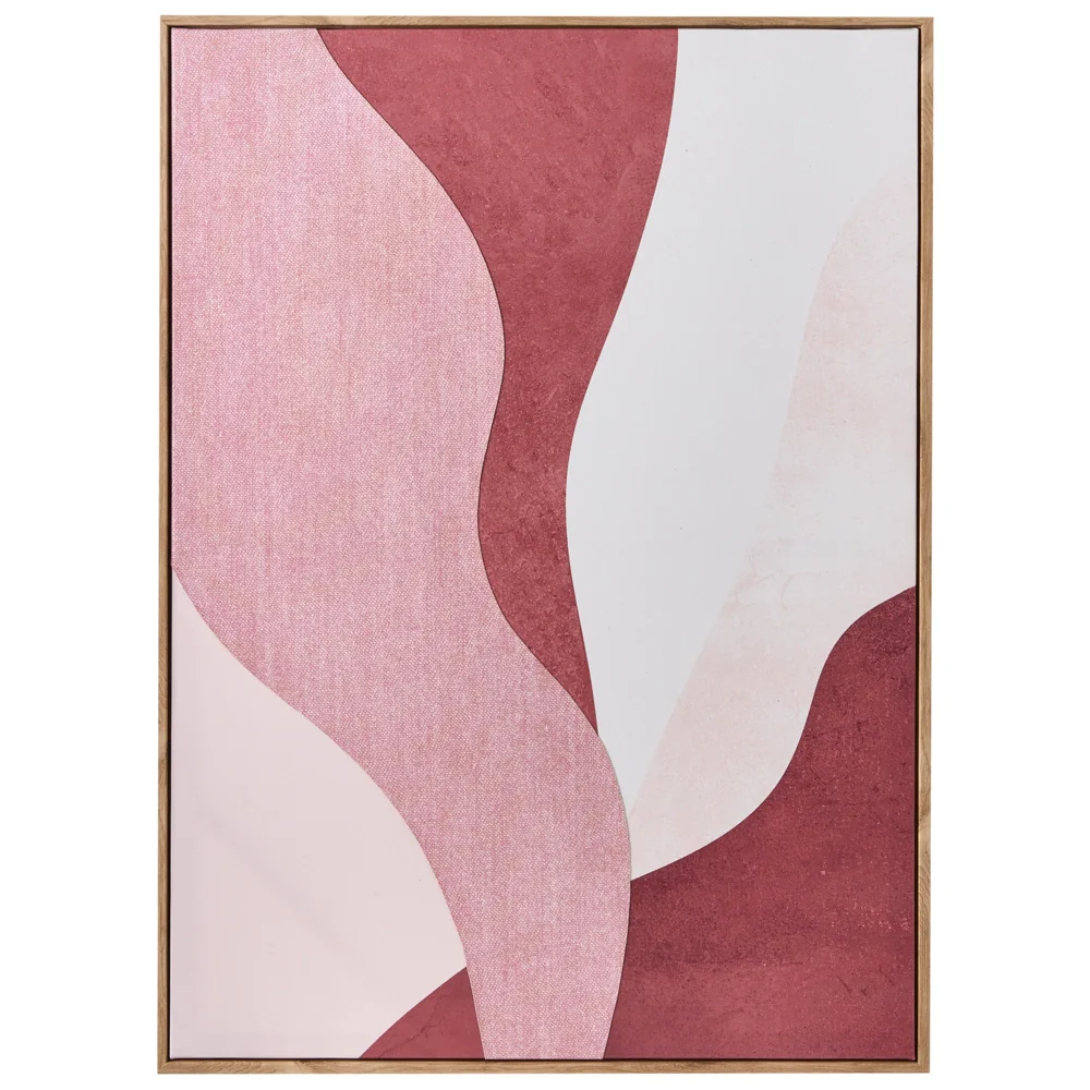 Set di 2 stampe su tela rosa da parete decorazione artigianale con forme astratte materiali sintetici cornice in legno di pino per il soggiorno - Image 2