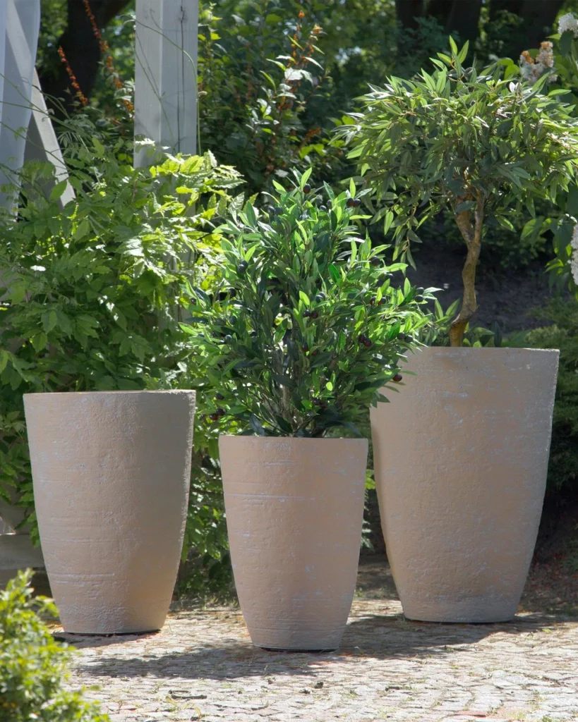 Set di 2 vasi tondi polvere di pietre per interno ed esterno beige sabbia soggiorno balcone giardino - Image 4