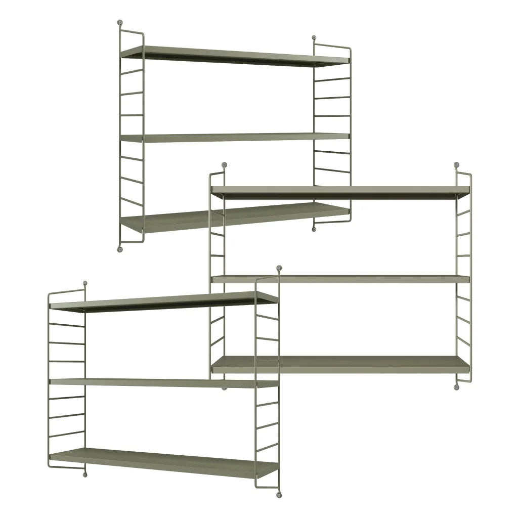 Set di 3 Scaffali da Parete Strängnäs a 3 Ripiani Regolabili  50 x 60 x 15 cm Acciaio color Cammello [en.casa]