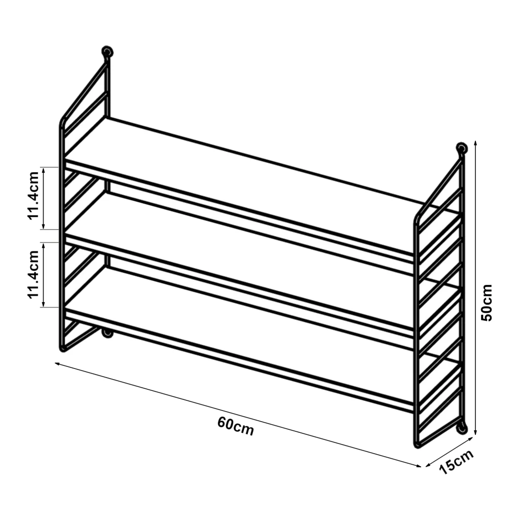 Set di 3 Scaffali da Parete Strängnäs a 3 Ripiani Regolabili  50 x 60 x 15 cm Acciaio color Cammello [en.casa] - Image 5