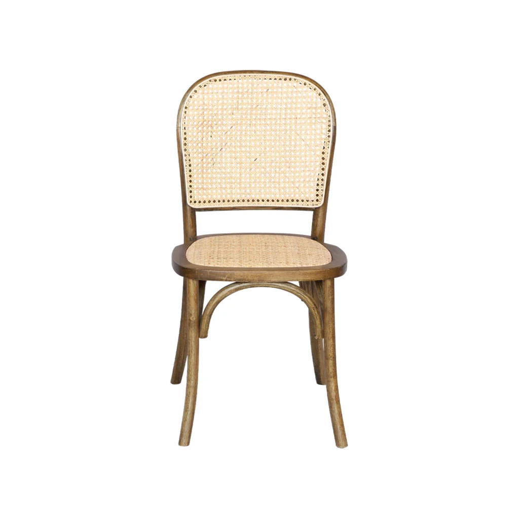 Set di 4 sedie in legno e rattan vintage , marrone - Image 5