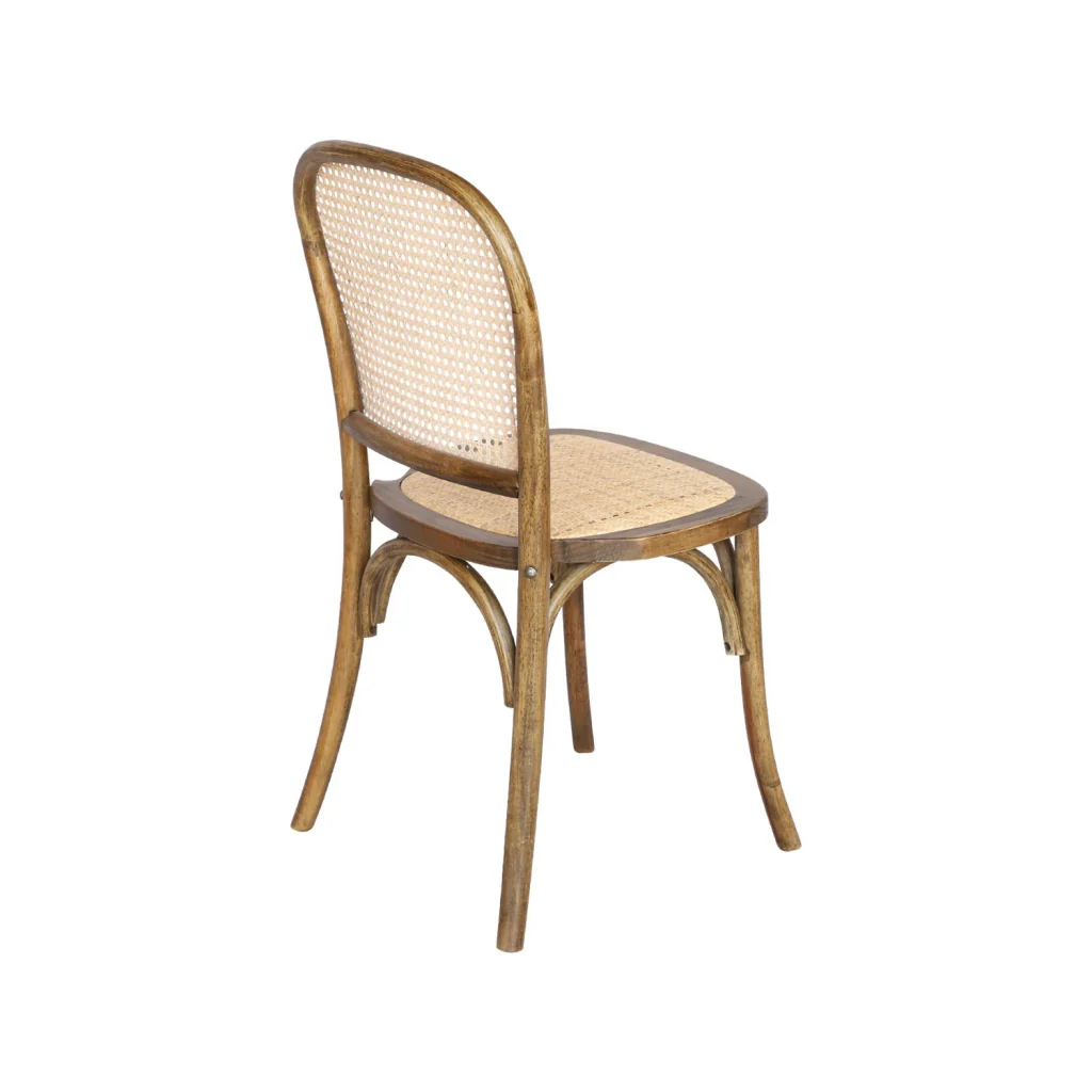 Set di 4 sedie in legno e rattan vintage , marrone - Image 6