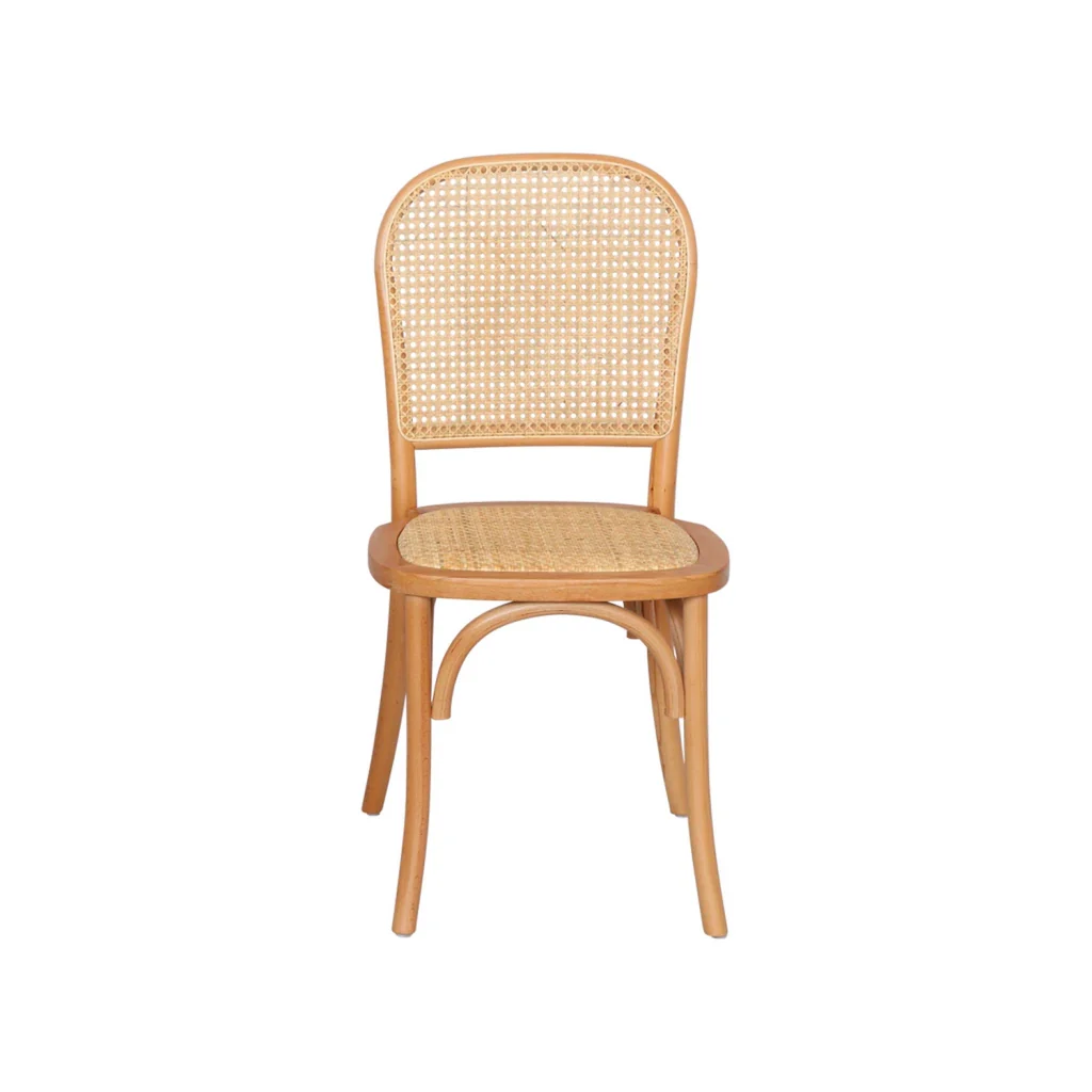 Set di 4 sedie in legno e rattan vintage , marrone naturale - Image 5