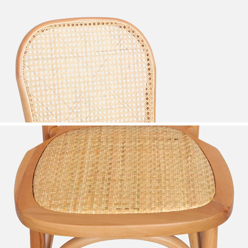 Set di 4 sedie in legno e rattan vintage , marrone naturale - Image 7