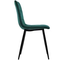 Set di 4 Sedie in Velluto con Design Ergonomico e Imbottito, Gambe in Metallo, per Sala da Pranzo, 44x46x86 cm, Verde - Image 6