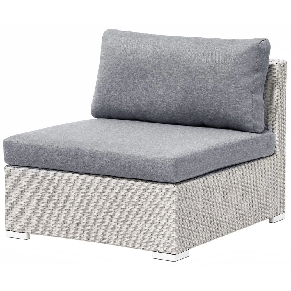 Set di divani da giardino in 2 pezzi beige con cuscini grigi Tavolino da caffè angolare a 4 posti sinistro - Image 9
