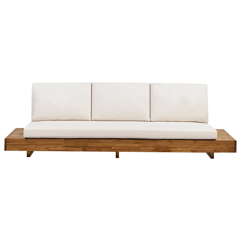 Set di divani da giardino Legno chiaro certificato Acacia Outdoor 5 posti 2 divani con tavolino Cuscini Design moderno - Image 6