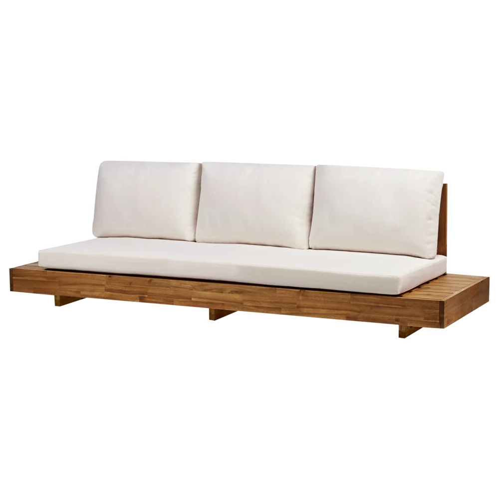 Set di divani da giardino Legno chiaro certificato Acacia Outdoor 5 posti 2 divani con tavolino Cuscini Design moderno - Image 7