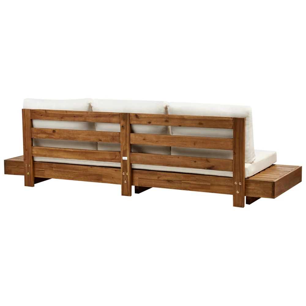 Set di divani da giardino Legno chiaro certificato Acacia Outdoor 5 posti 2 divani con tavolino Cuscini Design moderno - Image 8