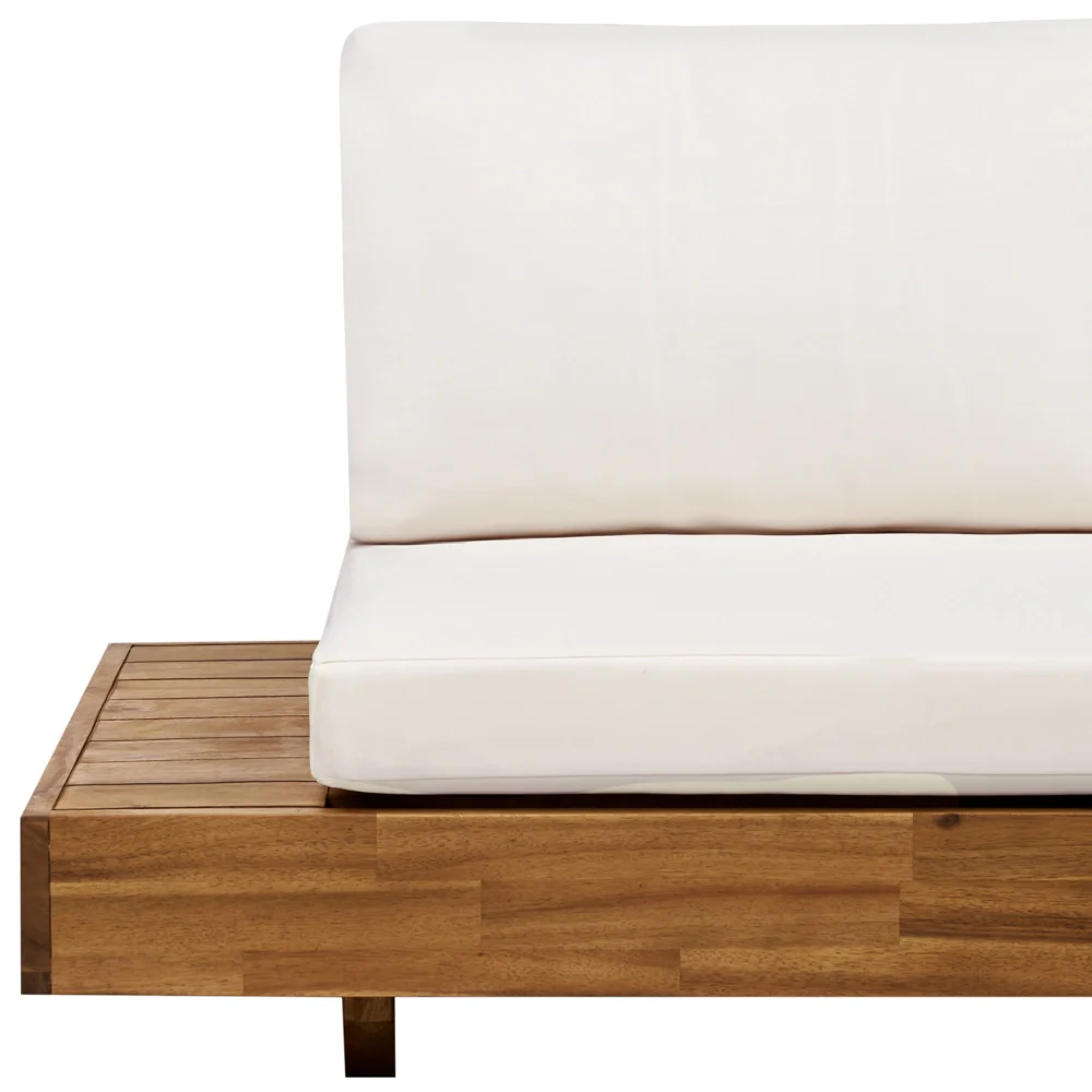 Set di divani da giardino Legno chiaro certificato Acacia Outdoor 5 posti 2 divani con tavolino Cuscini Design moderno - Image 9