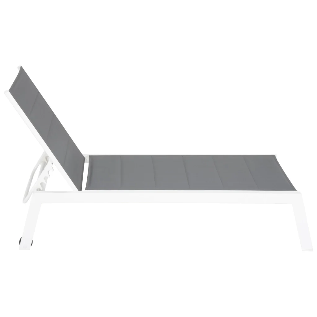 Set di lettino eTavolino BARBADOS in textilene grigio - alluminio bianco - Image 4