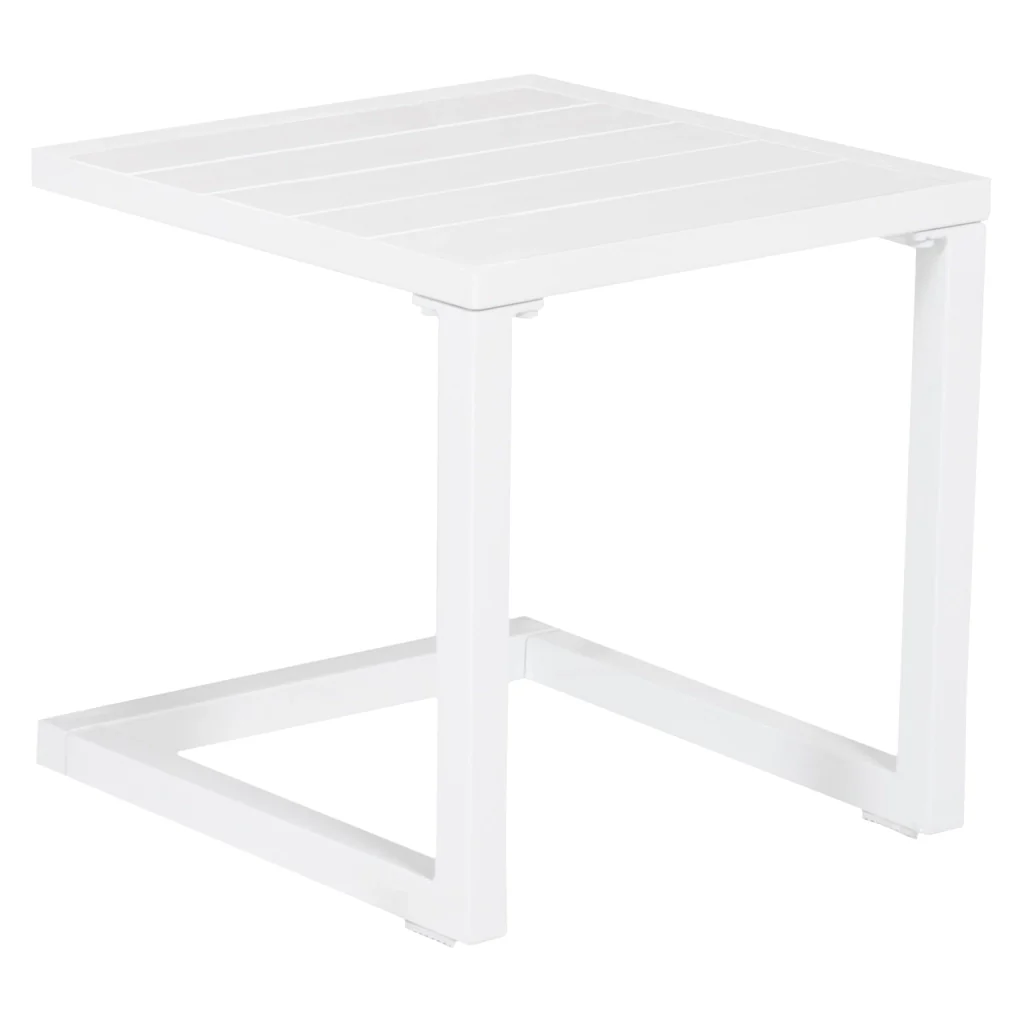 Set di lettino eTavolino BARBADOS in textilene grigio - alluminio bianco - Image 6