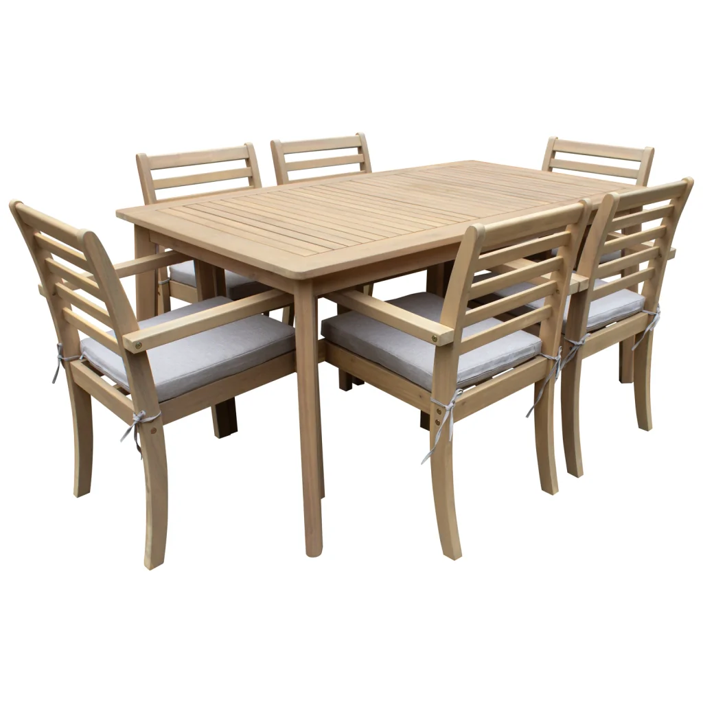 Set di mobili da giardino Acacia SIMILAN 6 posti - cuscini sabbia