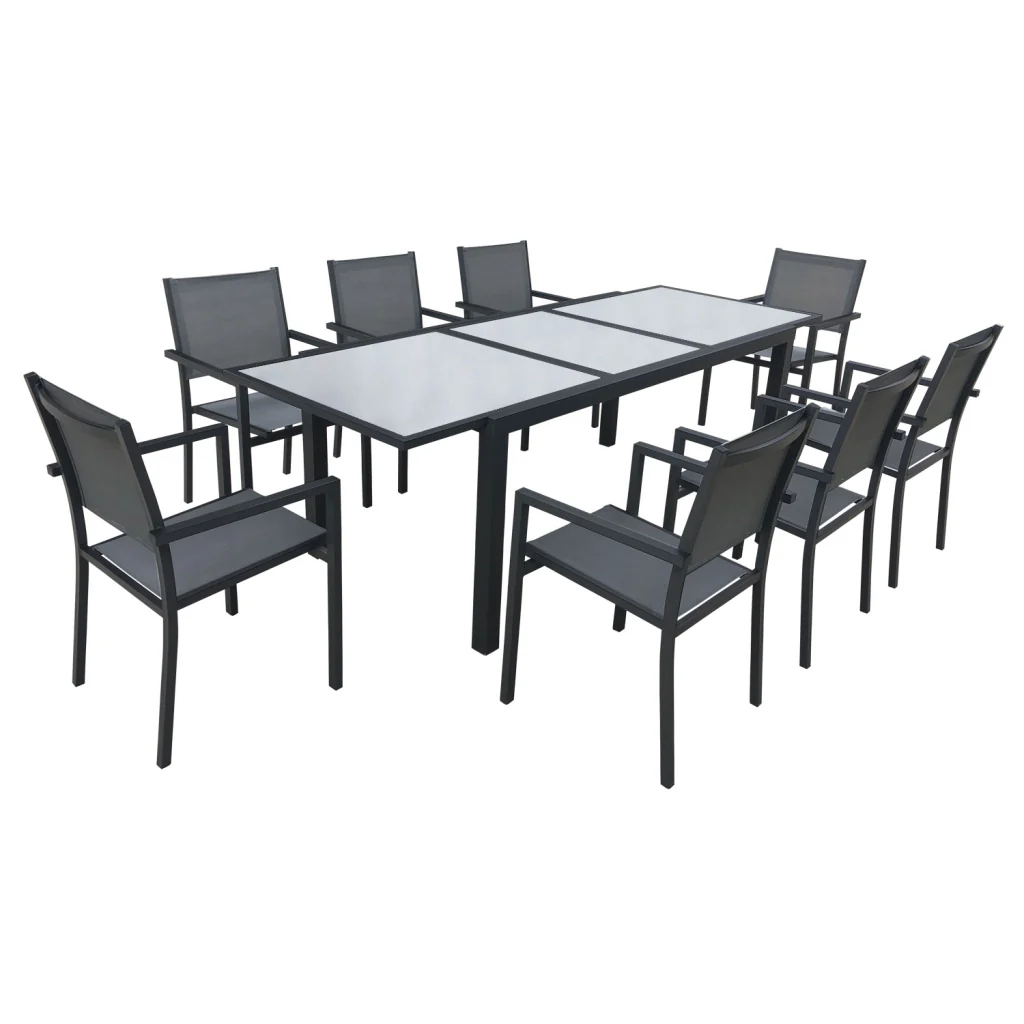 Set di mobili da giardino allungabili in textilene grigio FIRENZE 8 posti - alluminio antracite