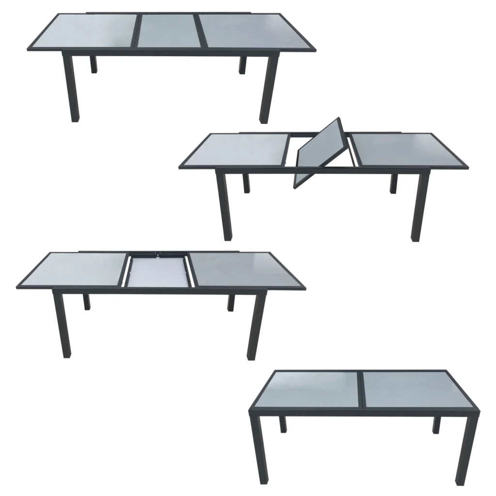 Set di mobili da giardino allungabili in textilene grigio FIRENZE 8 posti - alluminio antracite - Image 3